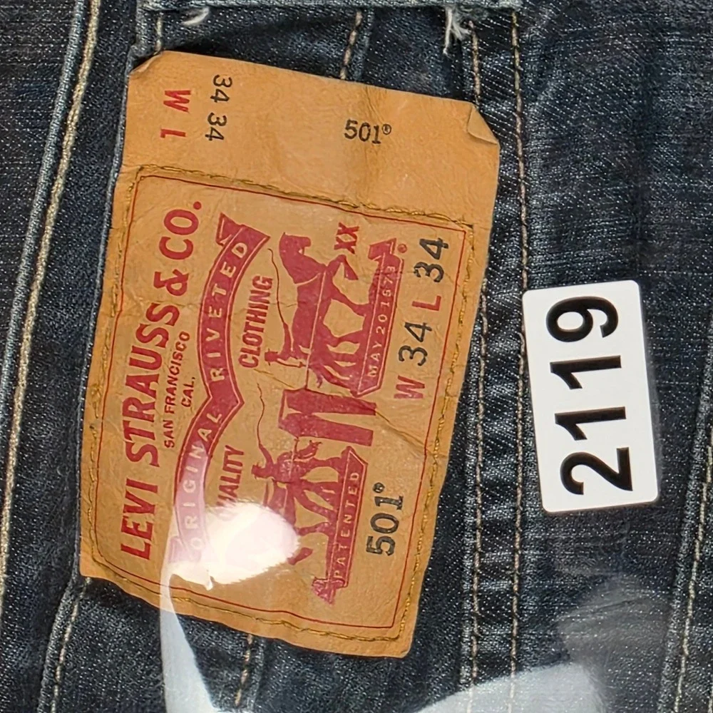 Levis 501 Original Fit Mens Dark Wash Straight Leg Button Fly Jeans 34x34